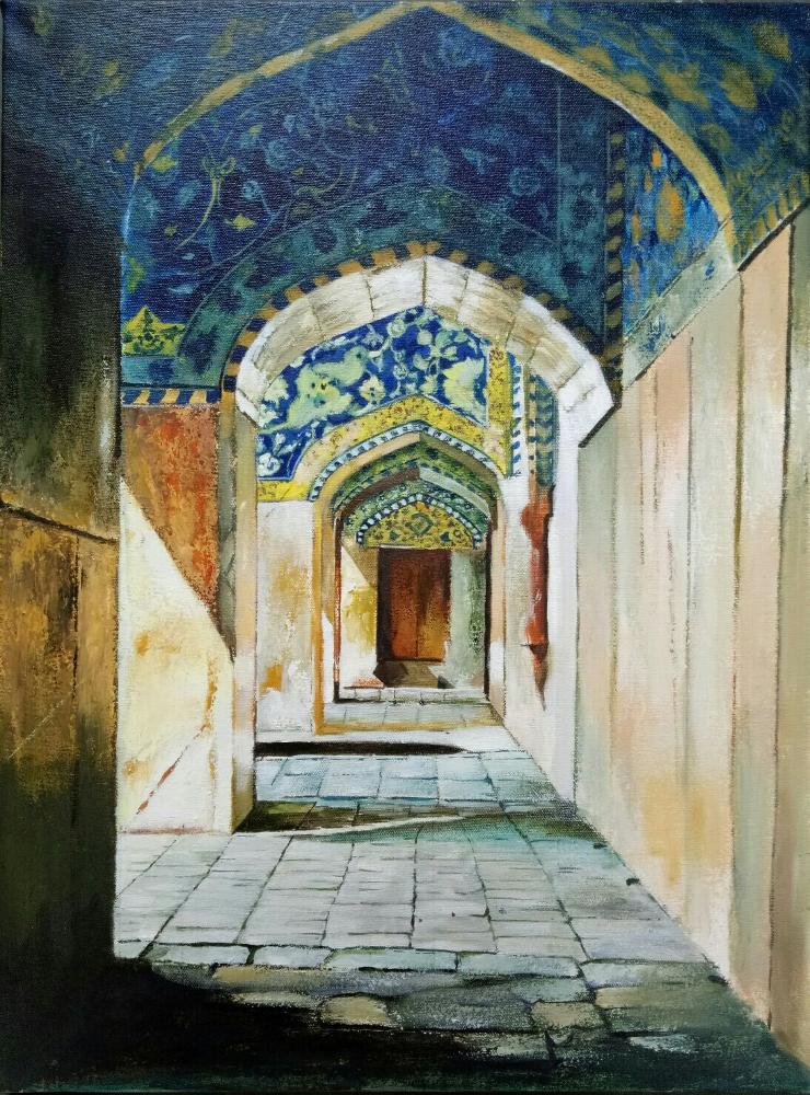 Heritage, Landscape, Acrylic on canvas by Rajashree Sutar